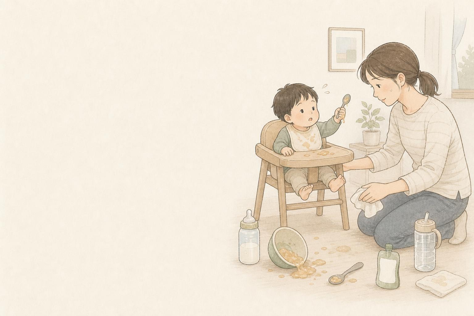 赤ちゃんの防災離乳食は何日分？ミルク・水・食事備蓄比較の手描き風イメージ画像