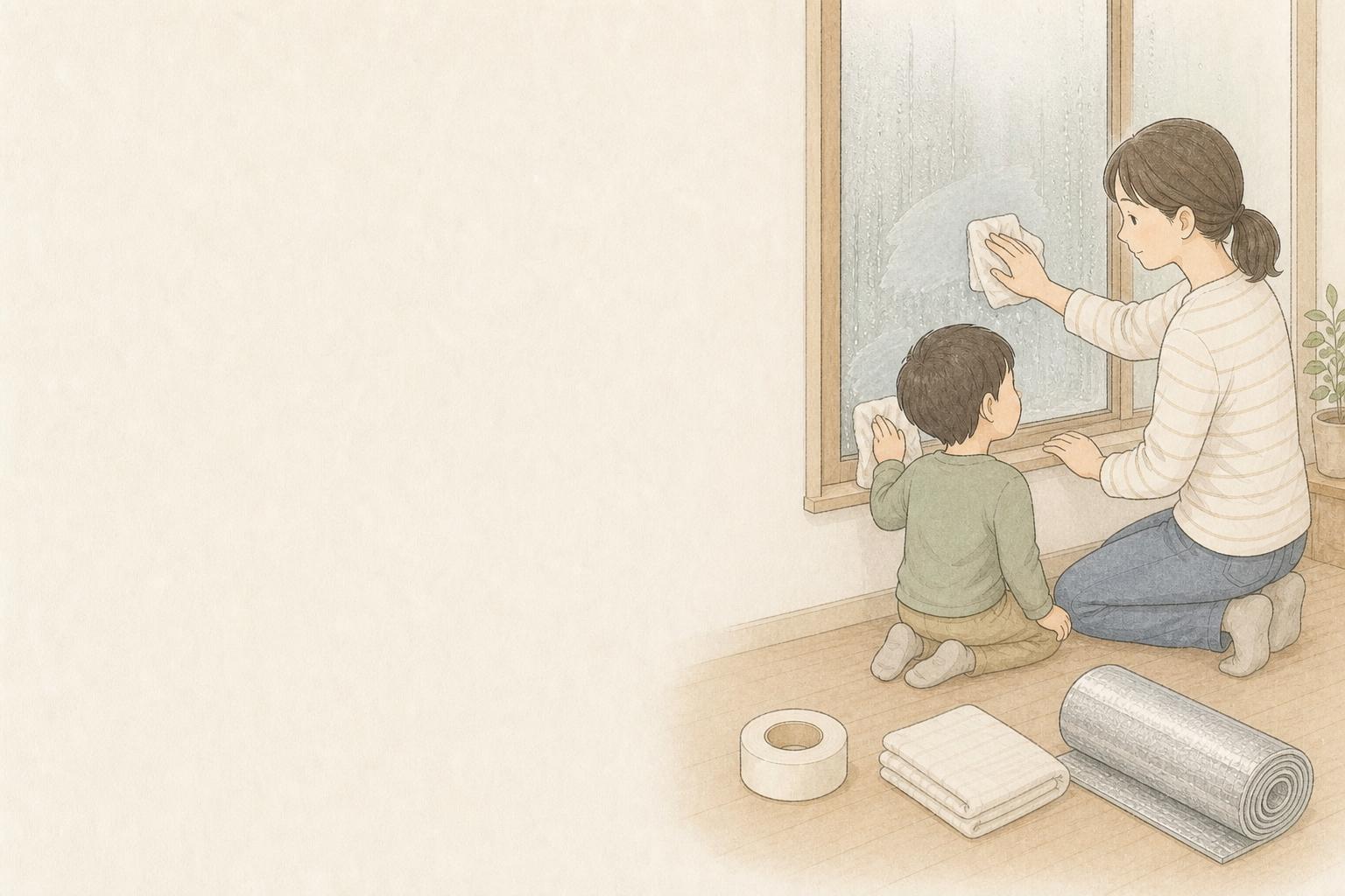 窓の結露対策グッズは何から?冬のカビ予防を家庭向けに比較の手描き風イメージ画像