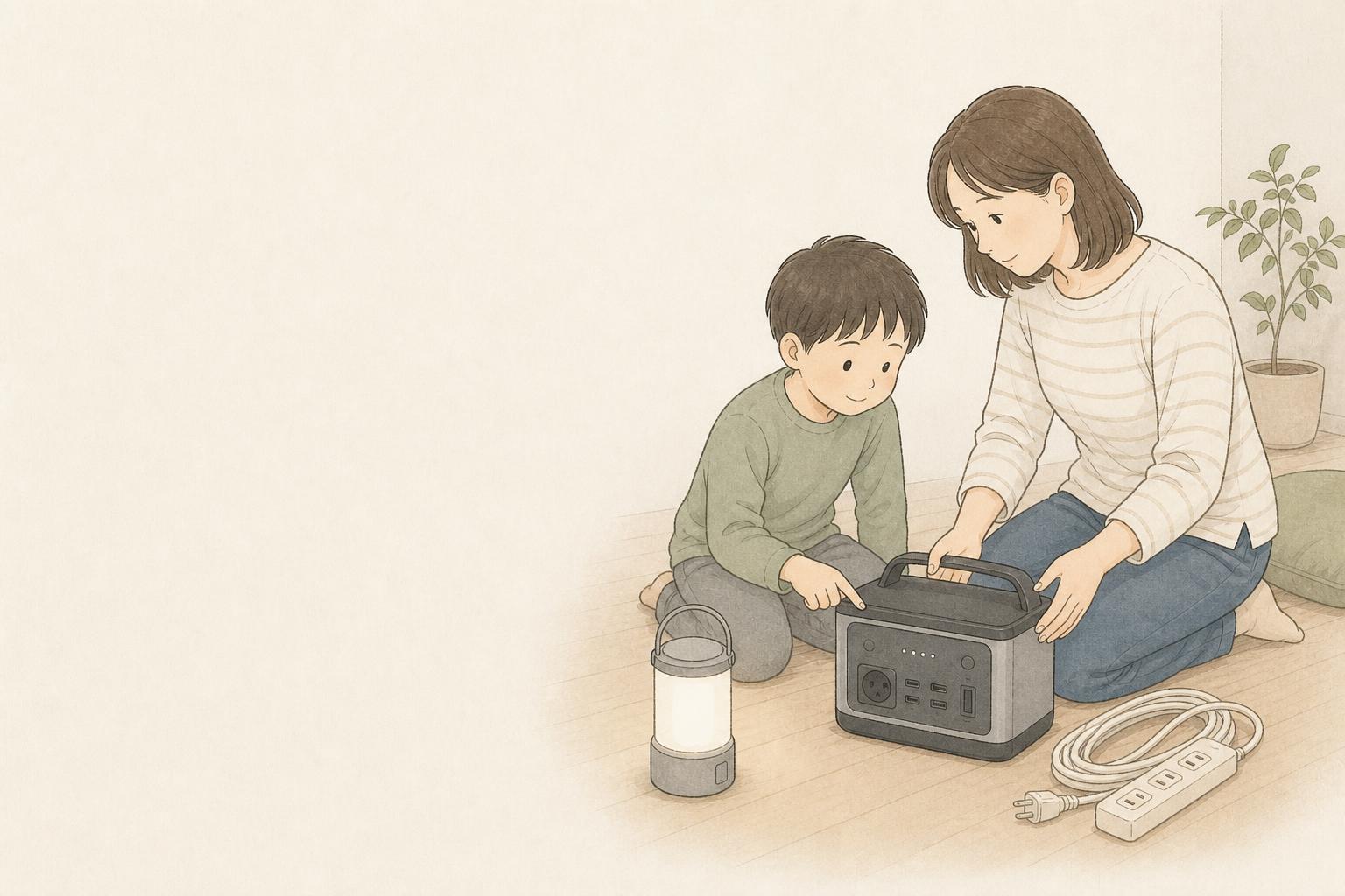 停電時の延長コードはどう選ぶ?家庭向け電源まわり安全用品比較の手描き風イメージ画像