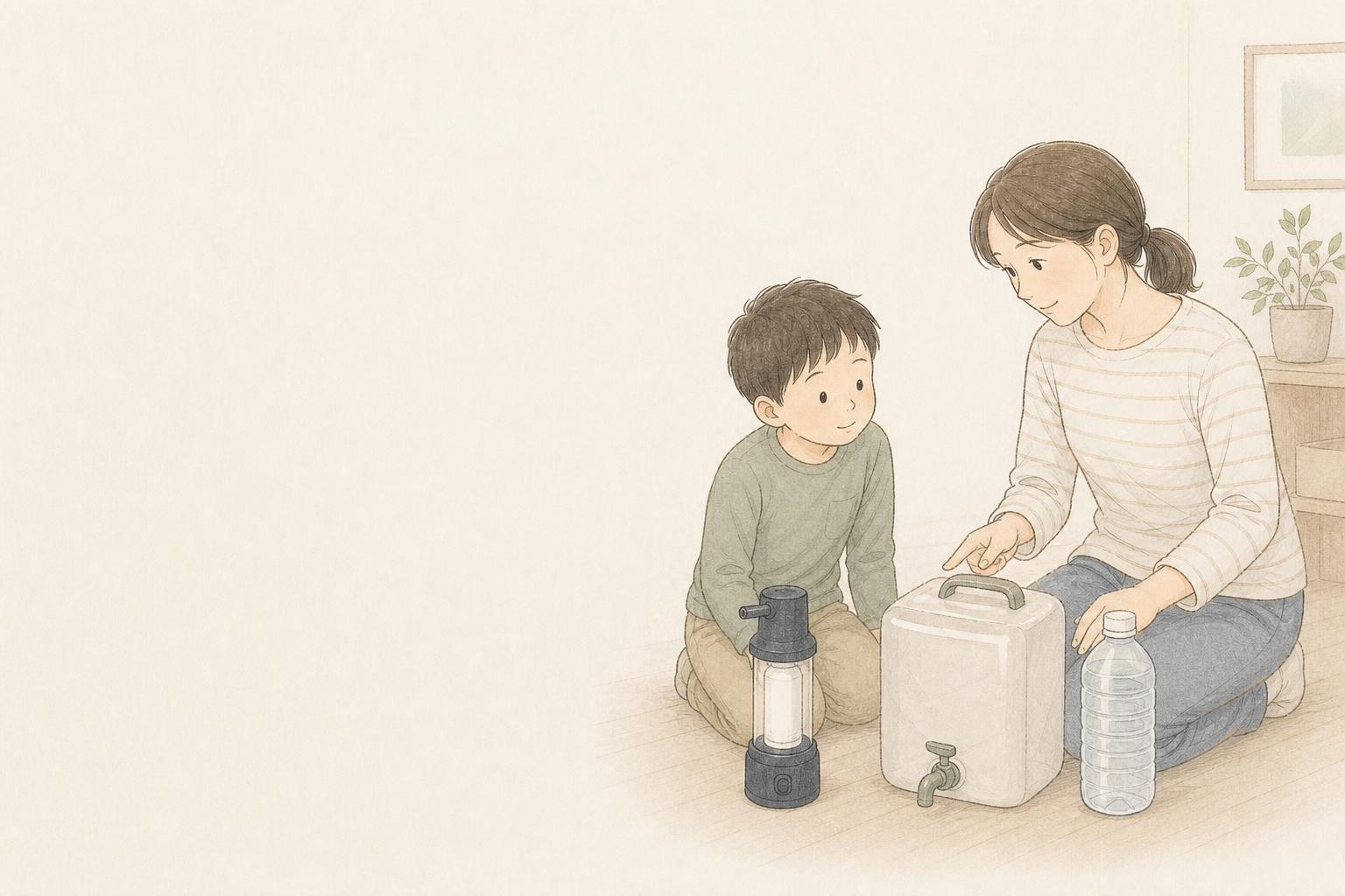 防災用浄水器は必要?家庭向け水の備え比較の手描き風イメージ画像